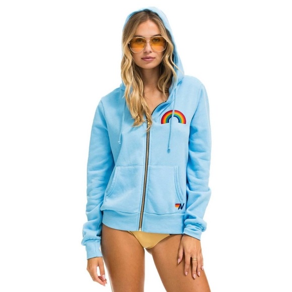 Aviator Nation Tops - Aviator Nation Rainbow Stitch Zip Hoodie Sweatshirt